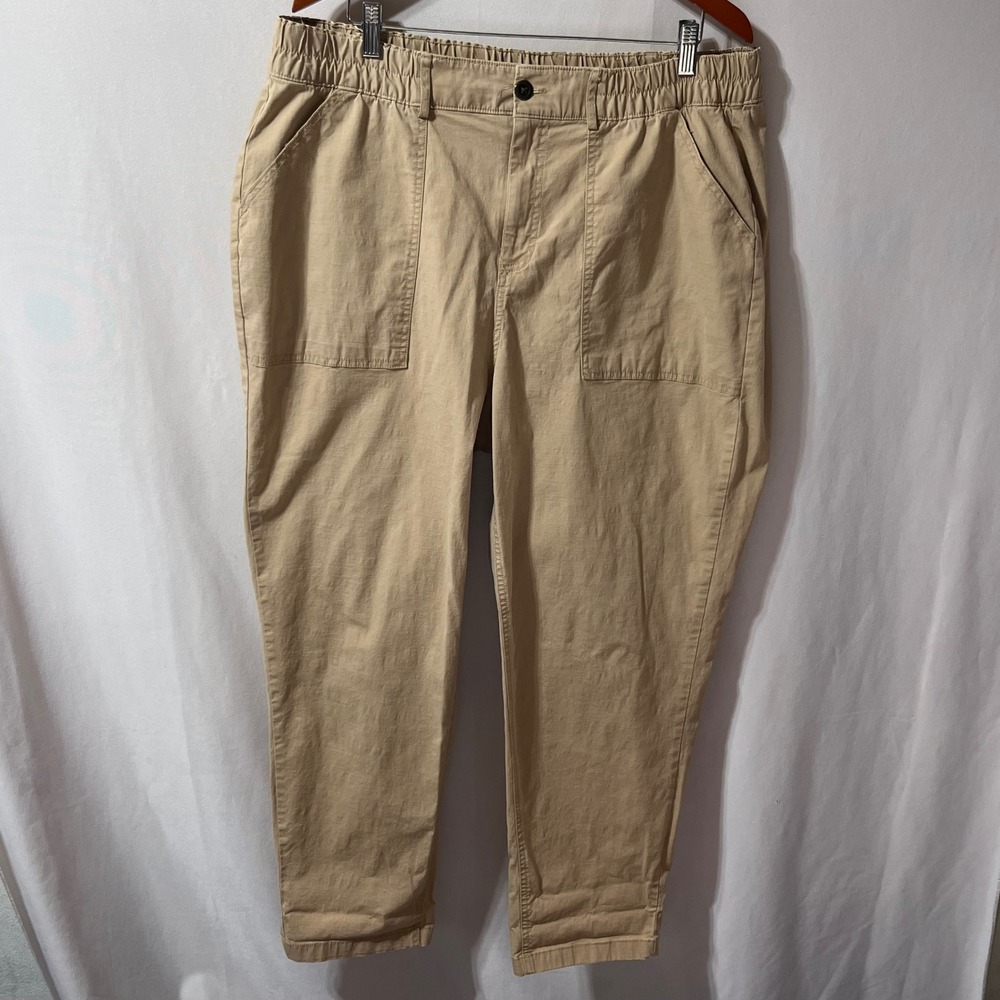 Ava & Viv Womens 16W Khaki Tan Utility Pants Elastic Waist Tapered Leg VN1111626 - Picture 1 of 7